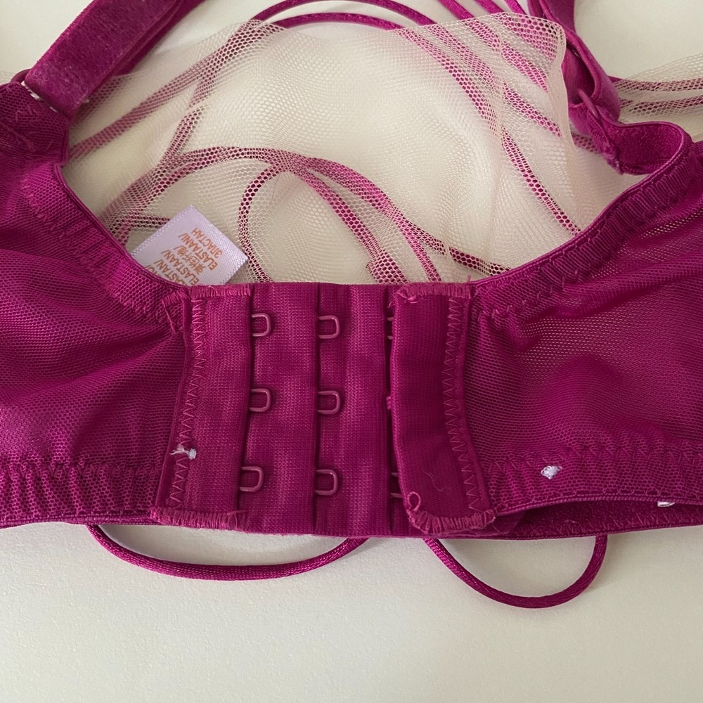 Savage X Fenty Velvet Vixen Lace-Up Bralette Size XL Burgundy - Picture 7 of 9